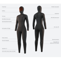 35000.220015  - Mystic Gem Hooded Fullsuit 6/4/3mm DFzip Women black