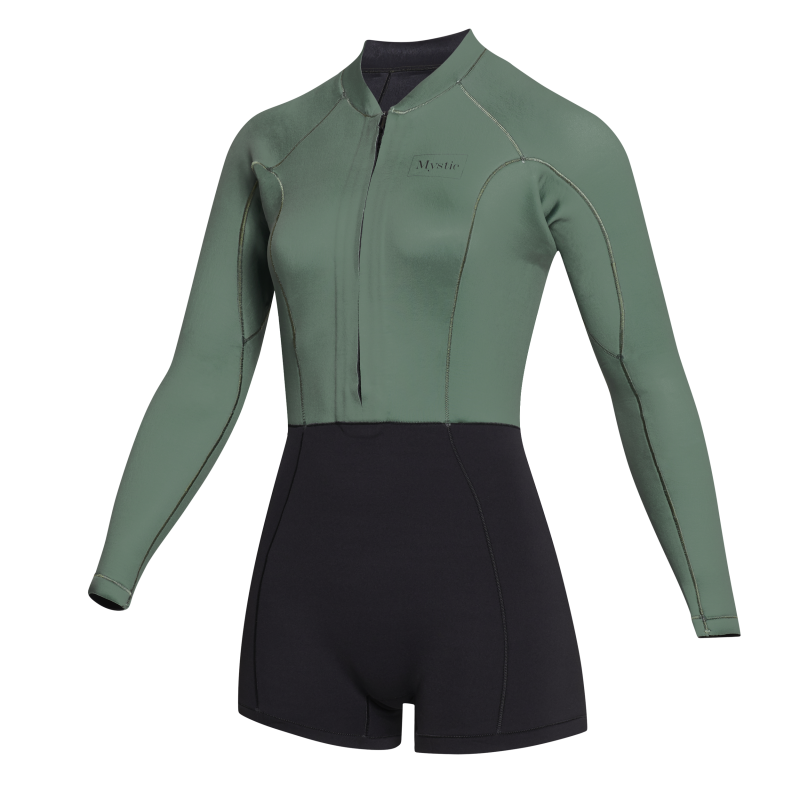 Mystic Lunar Longarm Shorty 2/2mm Fzip Women dark olive Mystic Lunar Longarm Shorty 2/2mm Fzip Women dark olive